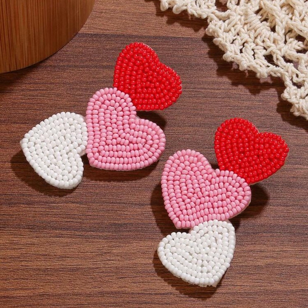 Beaded Heart Earrings